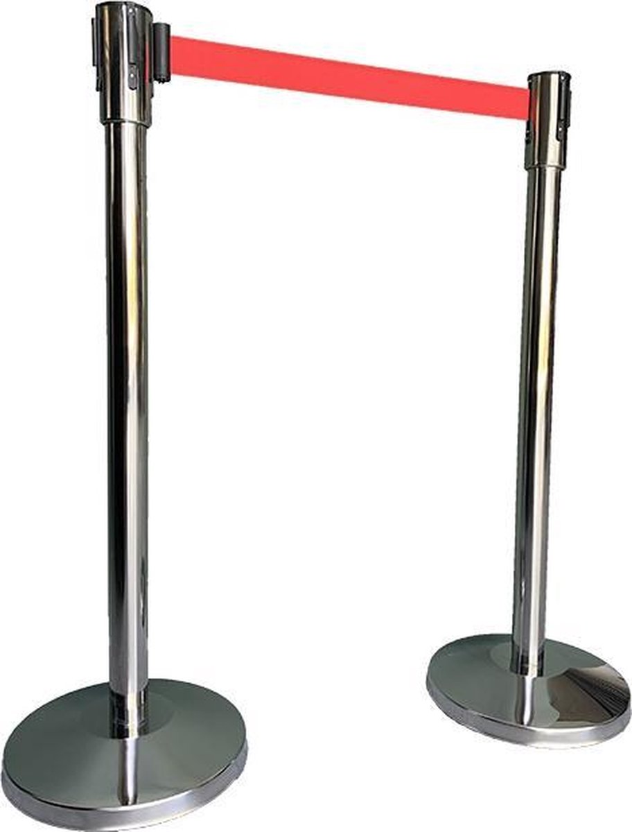 Trendy barrier post  chrome with drawstring red