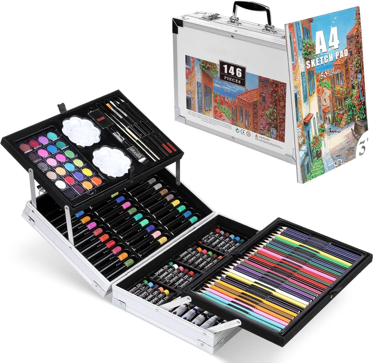   Tekenkoffer Kinderen - Tekendoos - Kleurpotloden - Stiften