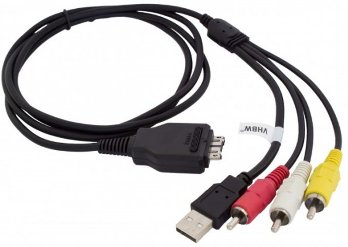 VHBW USB AV kabel compatibel met VMC-MD2 voor Sony Cyber-shot cameras - 1,5 meter