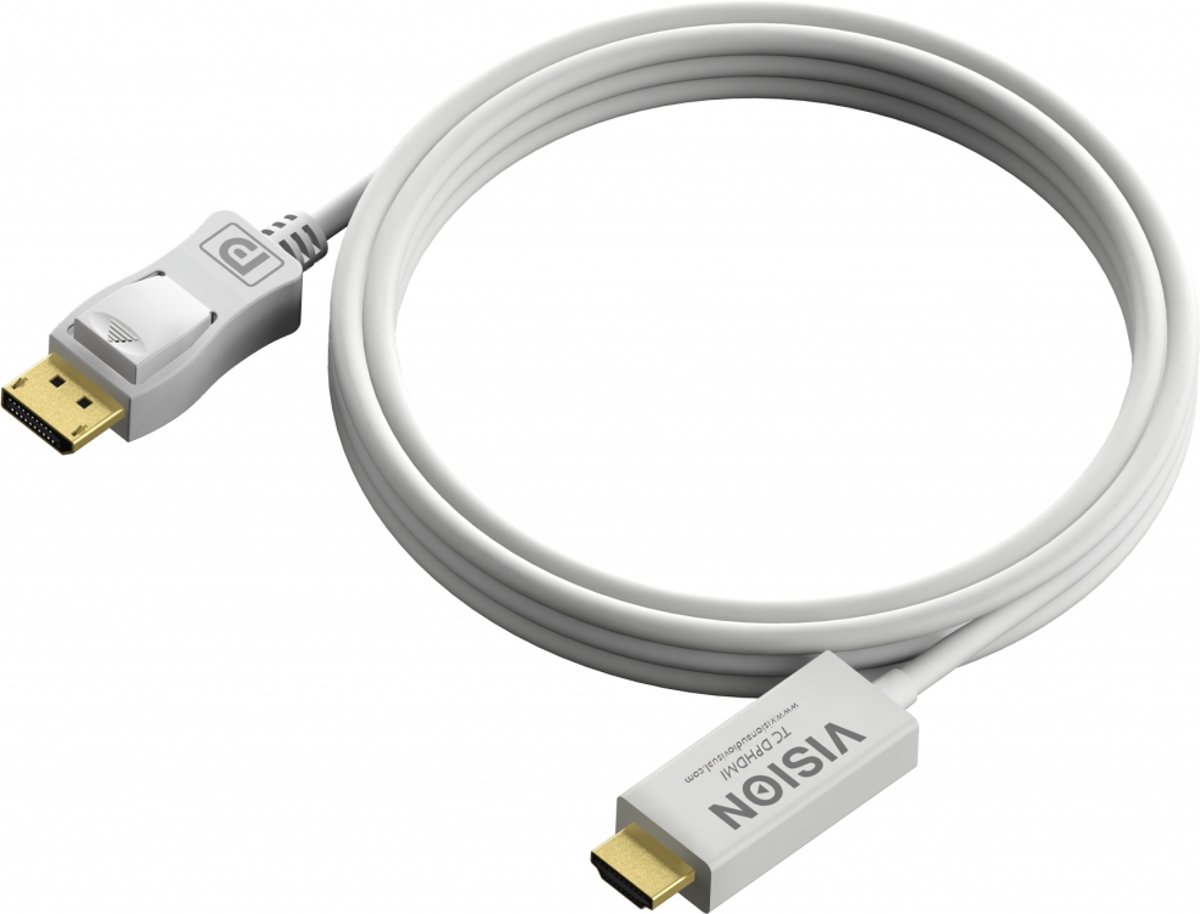 Vision DisplayPort - HDMI, 4m DisplayPort HDMI Wit kabeladapter/verloopstukje