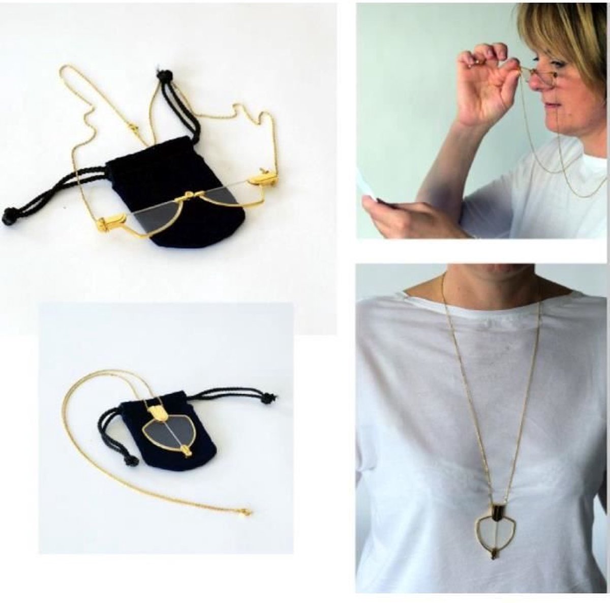 Vergrootglazen ketting VITAEASY - Lange ketting ketting met slotje, lengte 75 cm - Grossis X2