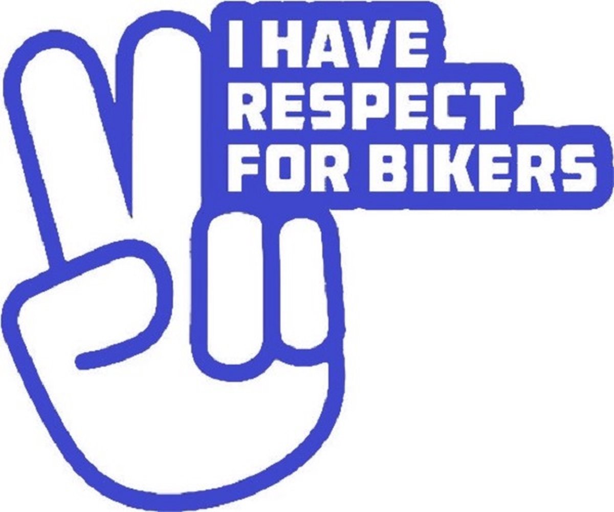 I have respect for bikers sticker voor op de auto - Auto stickers - Auto accessories - Stickers volwassenen - 15 x 12 cm Blauw