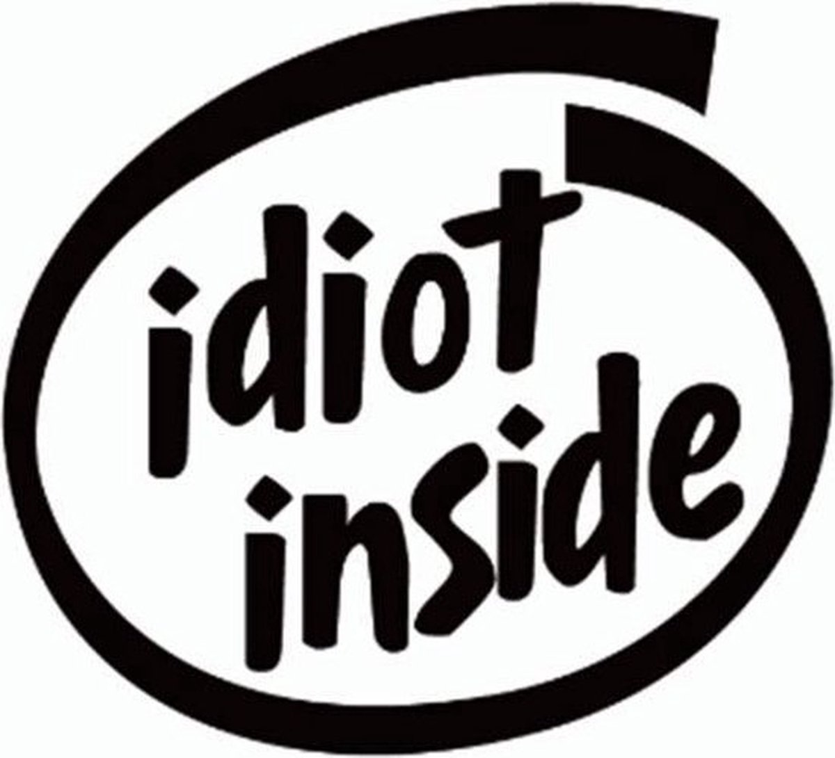 Idiot inside auto stickers - Laptop sticker - Auto accessories - Sticker volwassenen - 14 x 12 cm Zwart - VS-0131Z