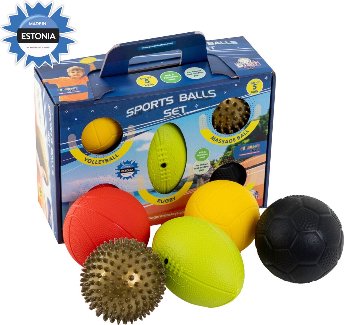 Sport ballenset 5 stuks, Gerardos Toys, mix - gemaakt in Europa