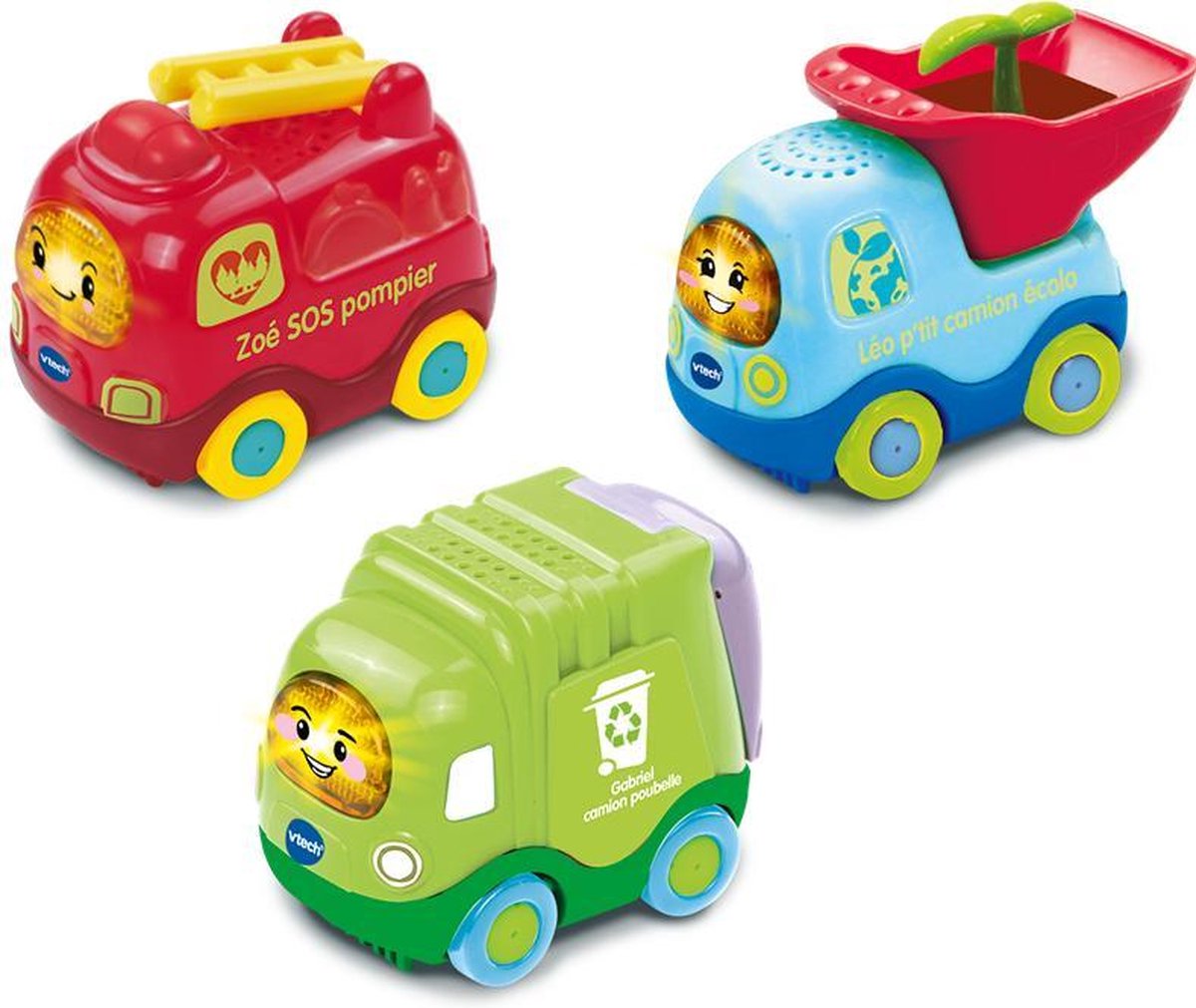 VTech Tut Tut Bolides COFFRET TRIO ECOLO (POMPIER + CAMION POUBELLE + PTIT CAMION)