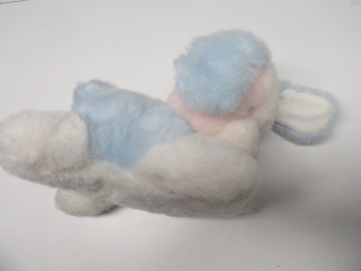 Vaco - Knuffel - Pluche hond - Wit & blauw & Roze