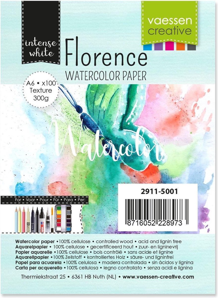 Florence • Aquarelpapier texture White A6 100pcs 300g