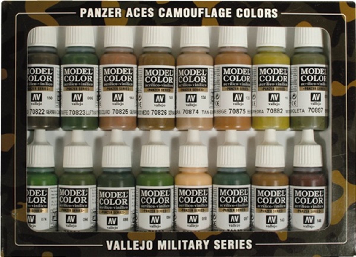 Model Color Panzer Aces Camouflage Colors - 16 kleuren - 17ml - 70179