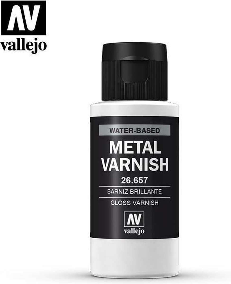 Vallejo 26657 Gloss Metal Varnish - Water Based (60 ml) Verf flesje