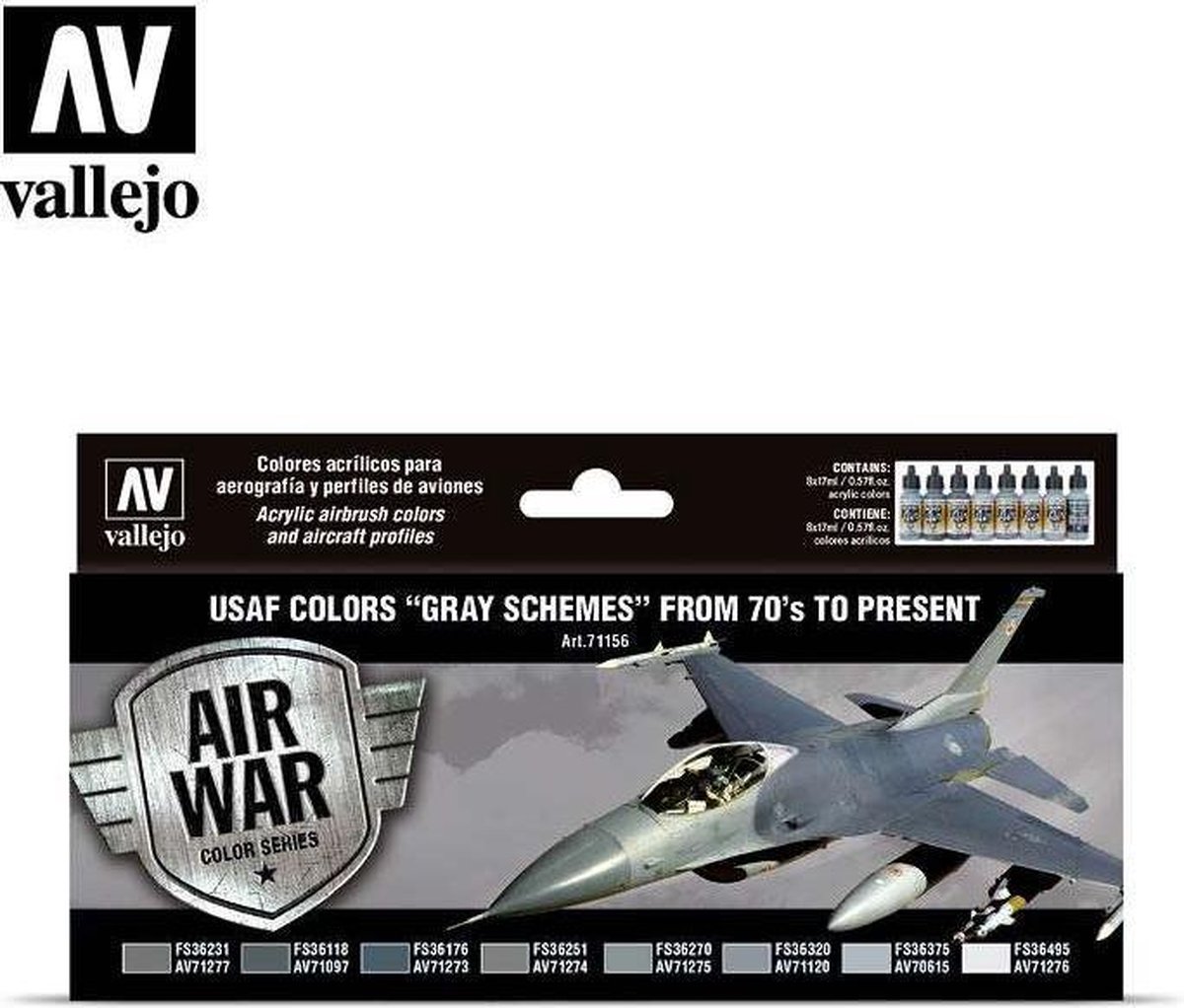 Vallejo 71156 USAF colors “Grey Schemes” - Acryl Set Verf set