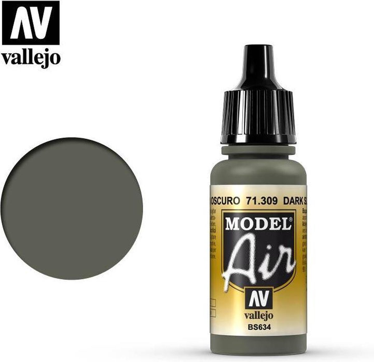 Vallejo 71309 Model Air Dark Slate Grey - Acryl Verf flesje