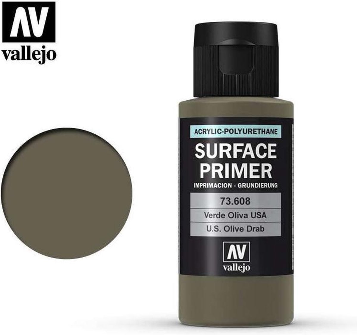 Vallejo 73608 US Olive Drab - Primer - Acryl (60 ml) Verf flesje