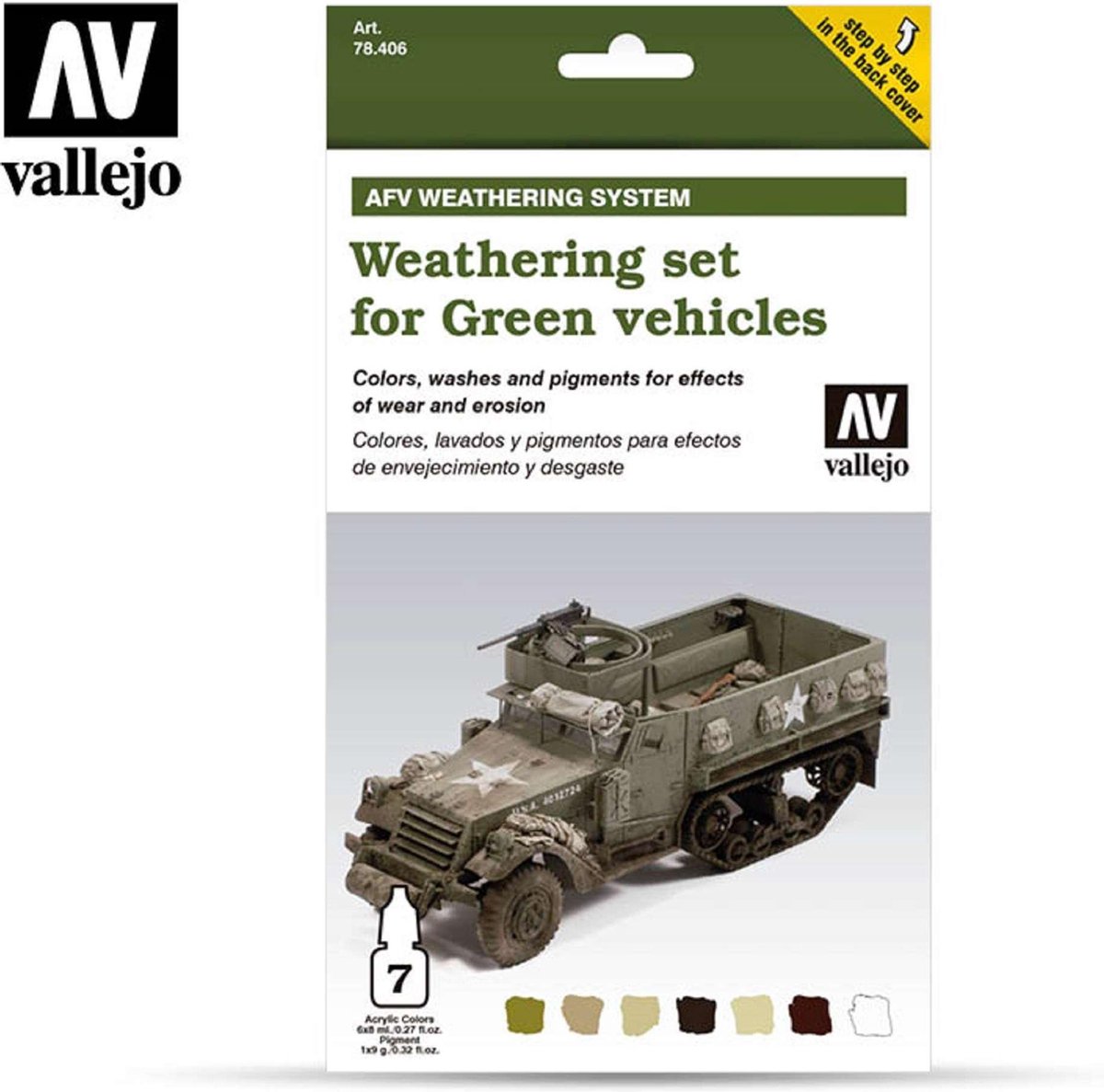 Vallejo 78406  Weathering for Green Vehicles - Set Effecten set