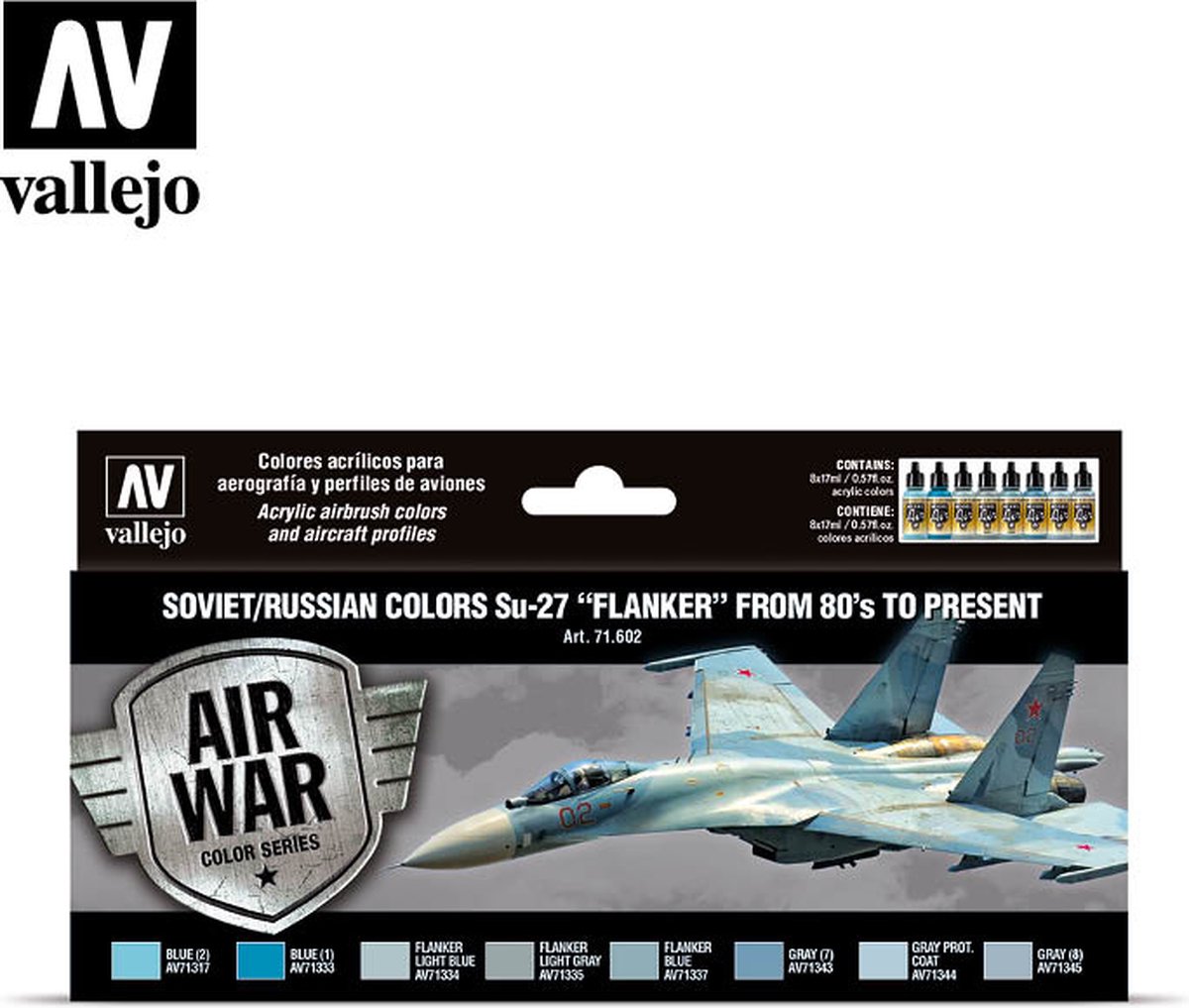 Vallejo val 71602 - Model Air -  Russian Colors Su-27 Flanker Set 8 x 17 ml