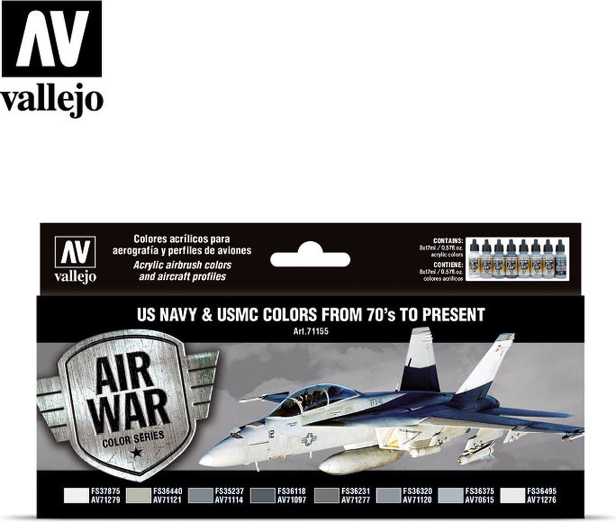 Vallejo val71155 - Model Air - US Navy & USMC colors from 70’s to present Set 8 x 17 ml