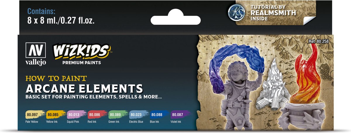 Wizkids set: Arcane Elements - 8 x 8ml - Vallejo - VAL-80258