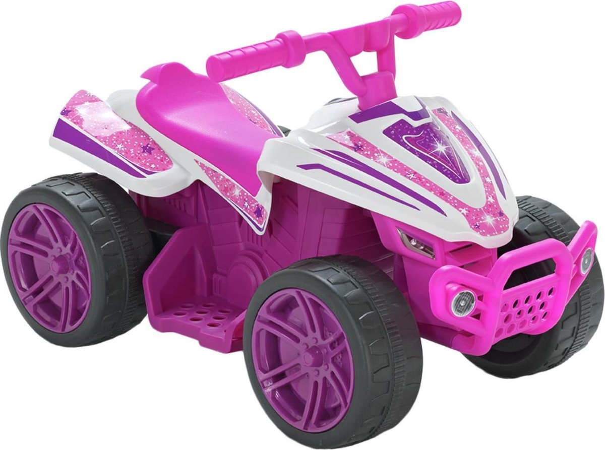 Chad Valley 6V - roze en witte ster - Elektrische Kinder Quad - 6V