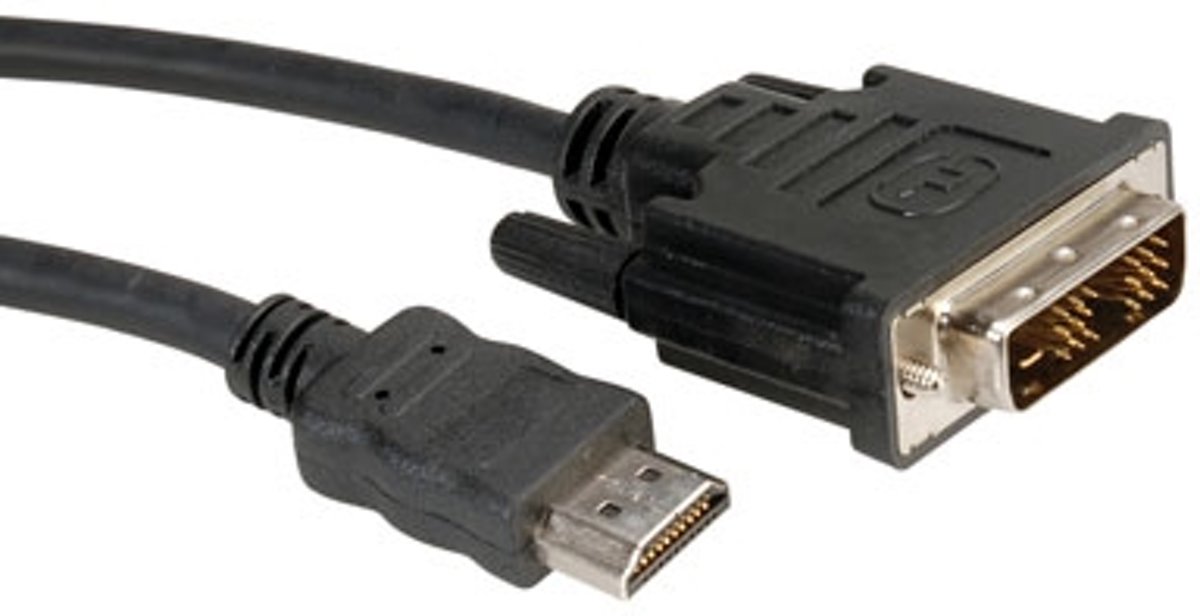 Value 11.04.5522 2m DVI-D HDMI Zwart video kabel adapter