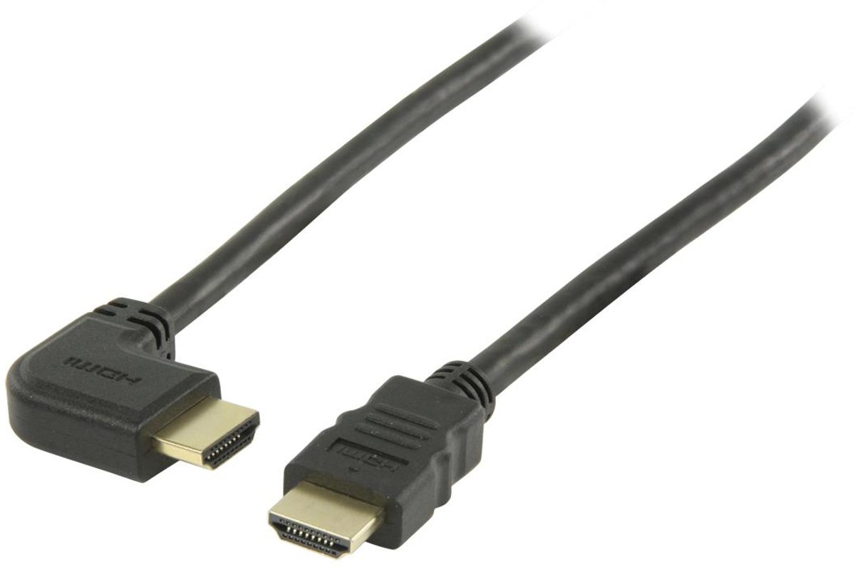 High Speed HDMI kabel met ethernet HDMI connector - HDMI connector rechts gehoekt 5,00 m zwart