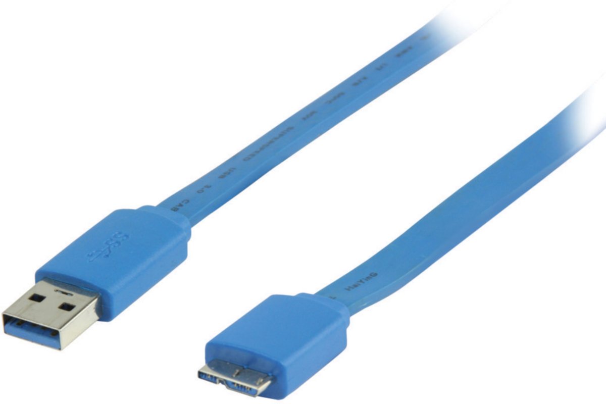 Platte USB 3.0 A male naar USB 3.0 micro B kabel 2.00 m