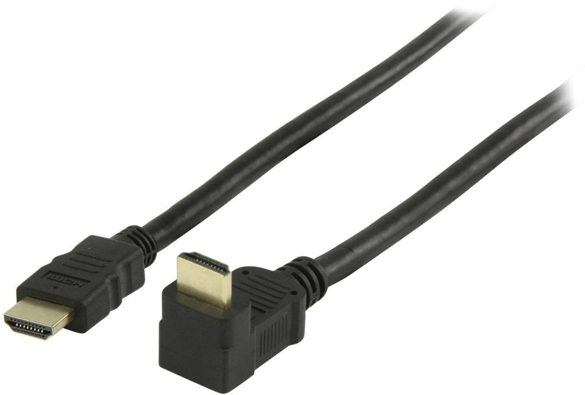 Valueline, High Speed HDMI Kabel met Ethernet HDMI connector - HDMI connector 90° gehoekt 1,5m (Zwart)