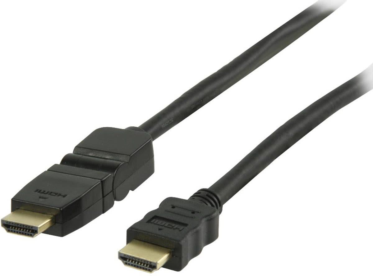 Valueline, High Speed HDMI Kabel met Ethernet HDMI connector - HDMI connector draaibaar 3m (Zwart)