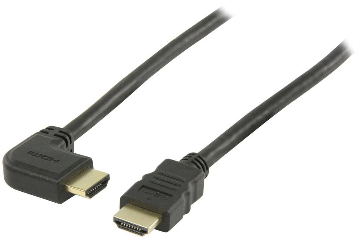 Valueline, High Speed HDMI Kabel met Ethernet HDMI connector - HDMI connector rechts gehoekt 1,5m (Zwart)