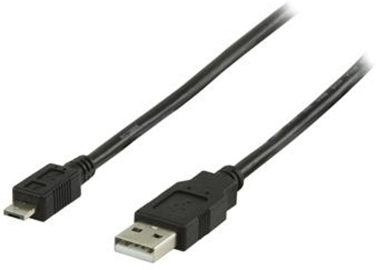 Valueline 2m, USB 2.0 A - micro A 2m USB A Micro-USB A Mannelijk Mannelijk Zwart USB-kabel