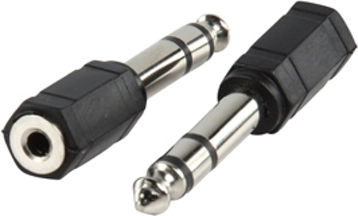 Valueline AC-007 6.35mm Stereo Mannelijk 3.5mm Stereo Vrouwplug Zwart kabeladapter/verloopstukje