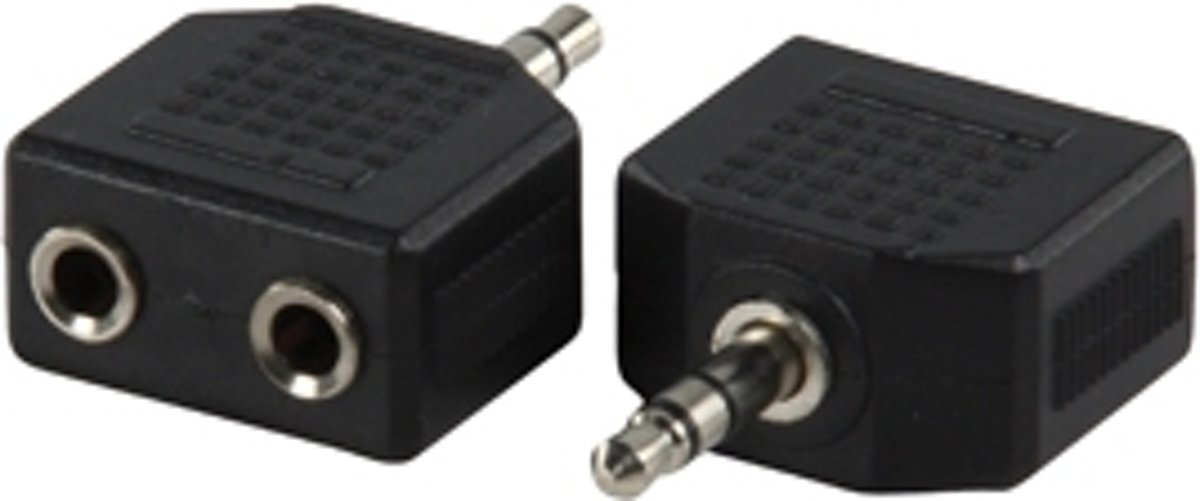 Valueline AC-012 3.5mm Stereo Plug 2x 3.5mm Stereo Vrouwplug Zwart kabeladapter/verloopstukje