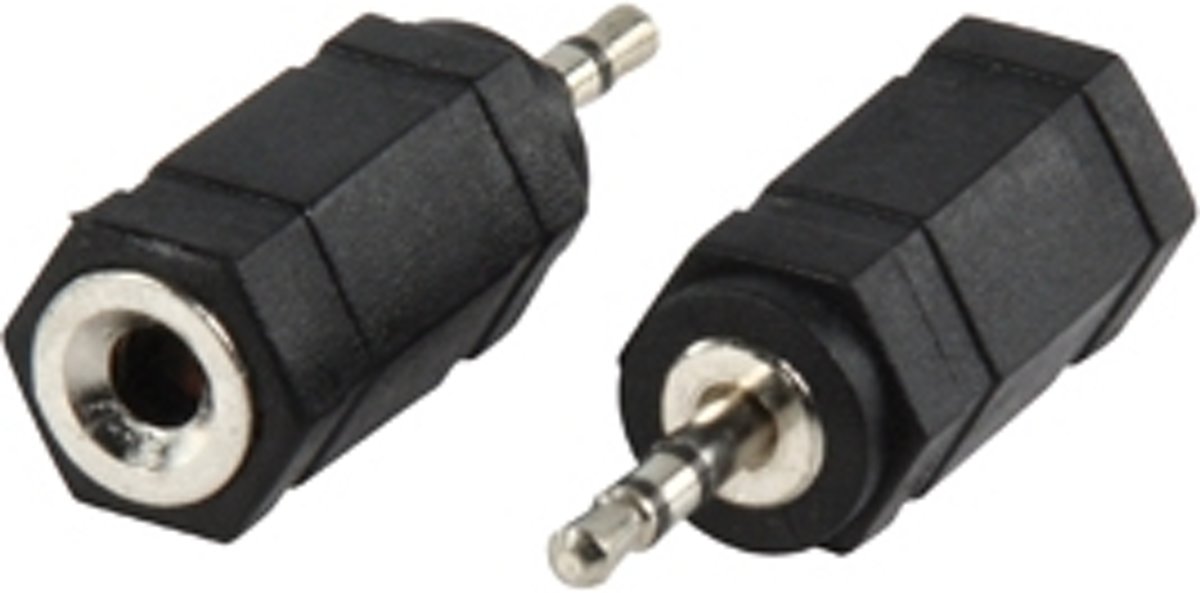 Valueline AC-018 2.5mm Stereo Mannelijk 3.5mm Stereo Vrouwplug Zwart kabeladapter/verloopstukje