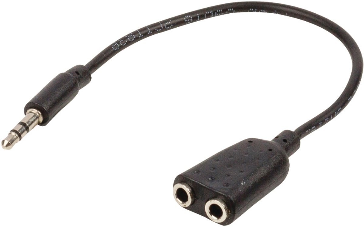 Valueline Jack stereo audio splitter 3,5 mm mannelijk naar 2x 3,5 mm vrouwelijk 0,20 m zwart