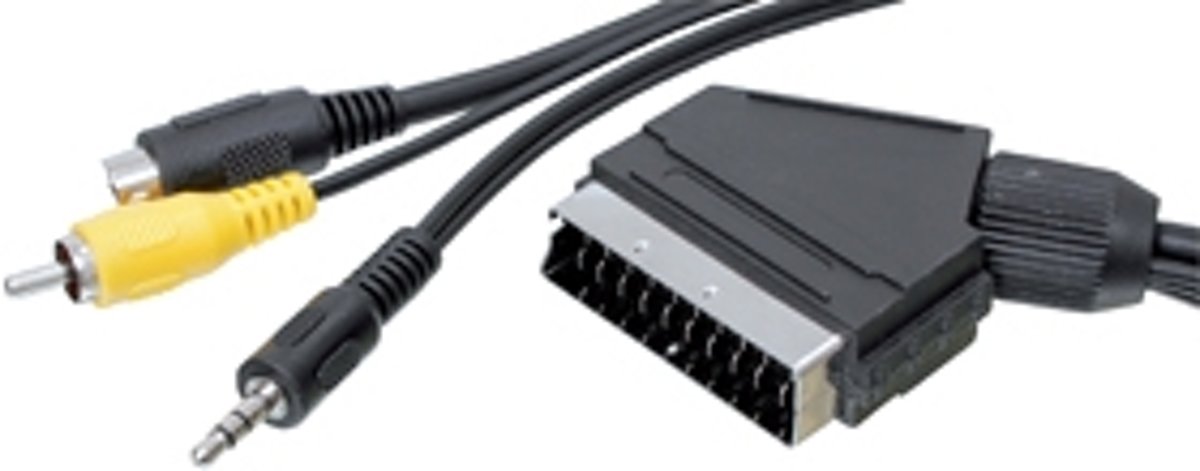 Valueline SCART 69/5 video kabel adapter 5 m SCART (21-pin) S-VHS + 3.5mm + RCA Zwart