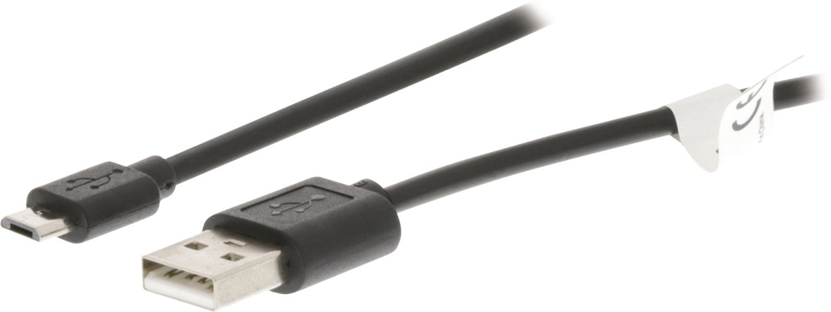 Valueline USB 2.0 Male naar USB Micro-B Male 2.00 m Zwart