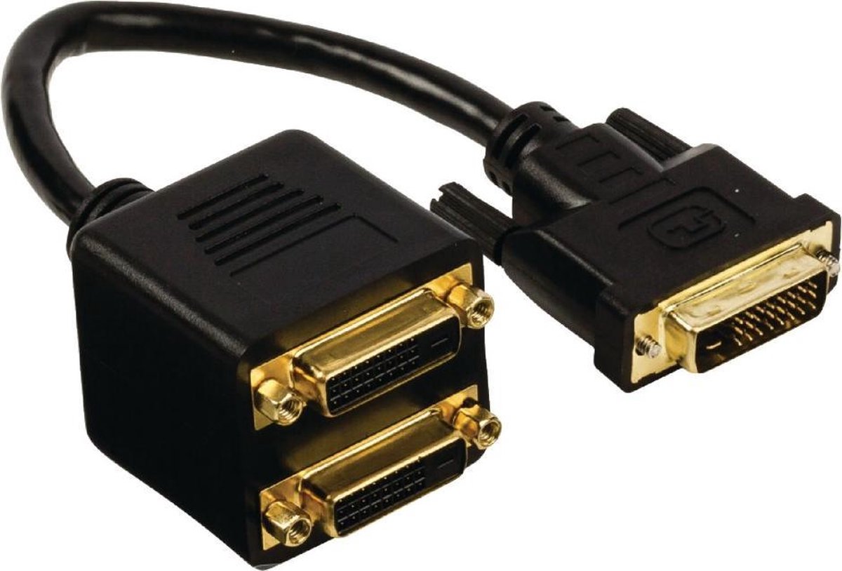 Valueline VGCP32950B02 Dvi Splitterkabel Dvi-d 24+1-pin Mannelijk - 2x Dvi-d 24+1-pin Vrouwelijk 0,20 M Zwart