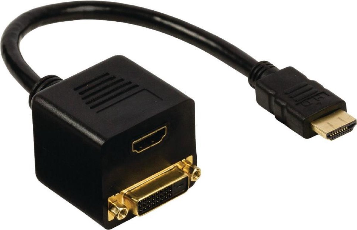 Valueline VGCP34951B02 Hdmi Adapterkabel Hdmi Connector - Dvi-d 24+1-pin Female + Hdmi Input 0,20 M Zwart