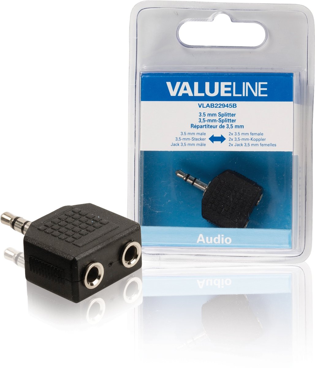 Valueline VLAB22945B 3.5mm 2 x 3.5mm Zwart kabeladapter/verloopstukje