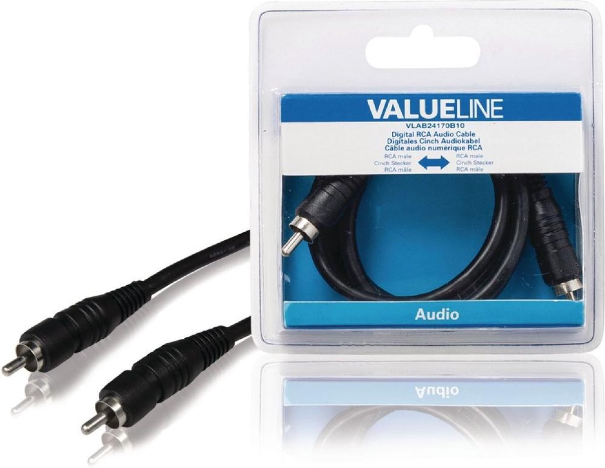 Valueline VLAB24170B10 Digitale Rca Audiokabel Rca Mannelijk - Rca Mannelijk 1,00 M Zwart