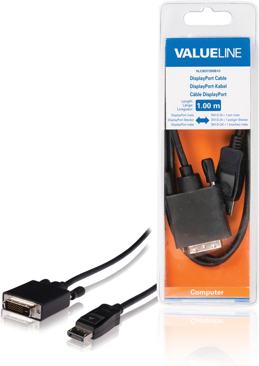 Valueline VLCB37200B10 1m DisplayPort DVI-D Zwart video kabel adapter