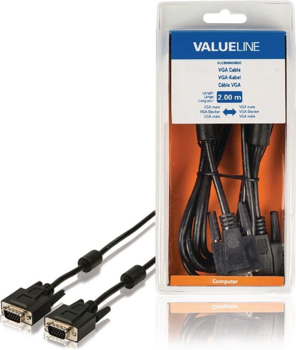 Valueline VLCB59000B20 Vga-kabel Vga Mannelijk - Vga Mannelijk 2,00 M Zwart