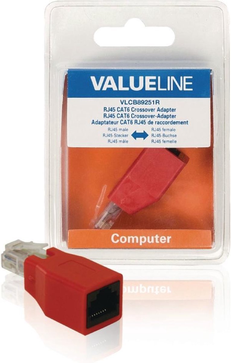 Valueline VLCB89251R Netwerkadapter Rj45 Male - Rj45 Female Rood