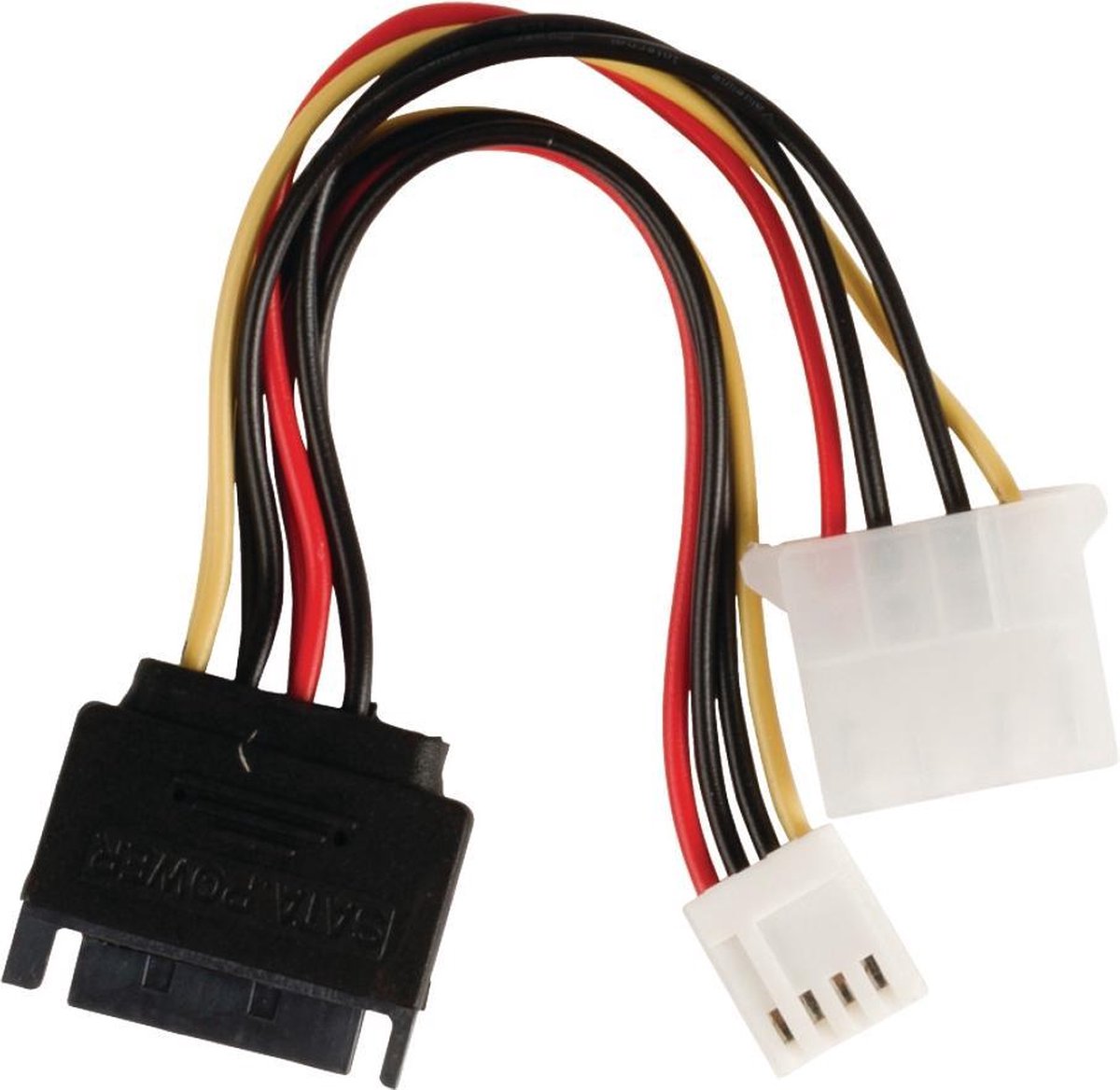 Valueline VLCP73550V015 Interne Stroom Adapterkabel Sata 15-pins Mannelijk - Molex Vrouwelijk + Fdd Vrouwelijk 0,15 M Veelkleurig