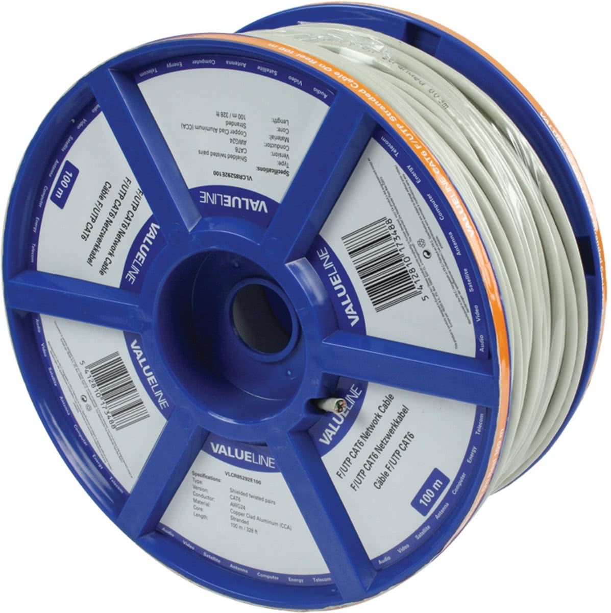 Valueline VLCR85292E100 100m Cat6 F/UTP (FTP) Grijs netwerkkabel