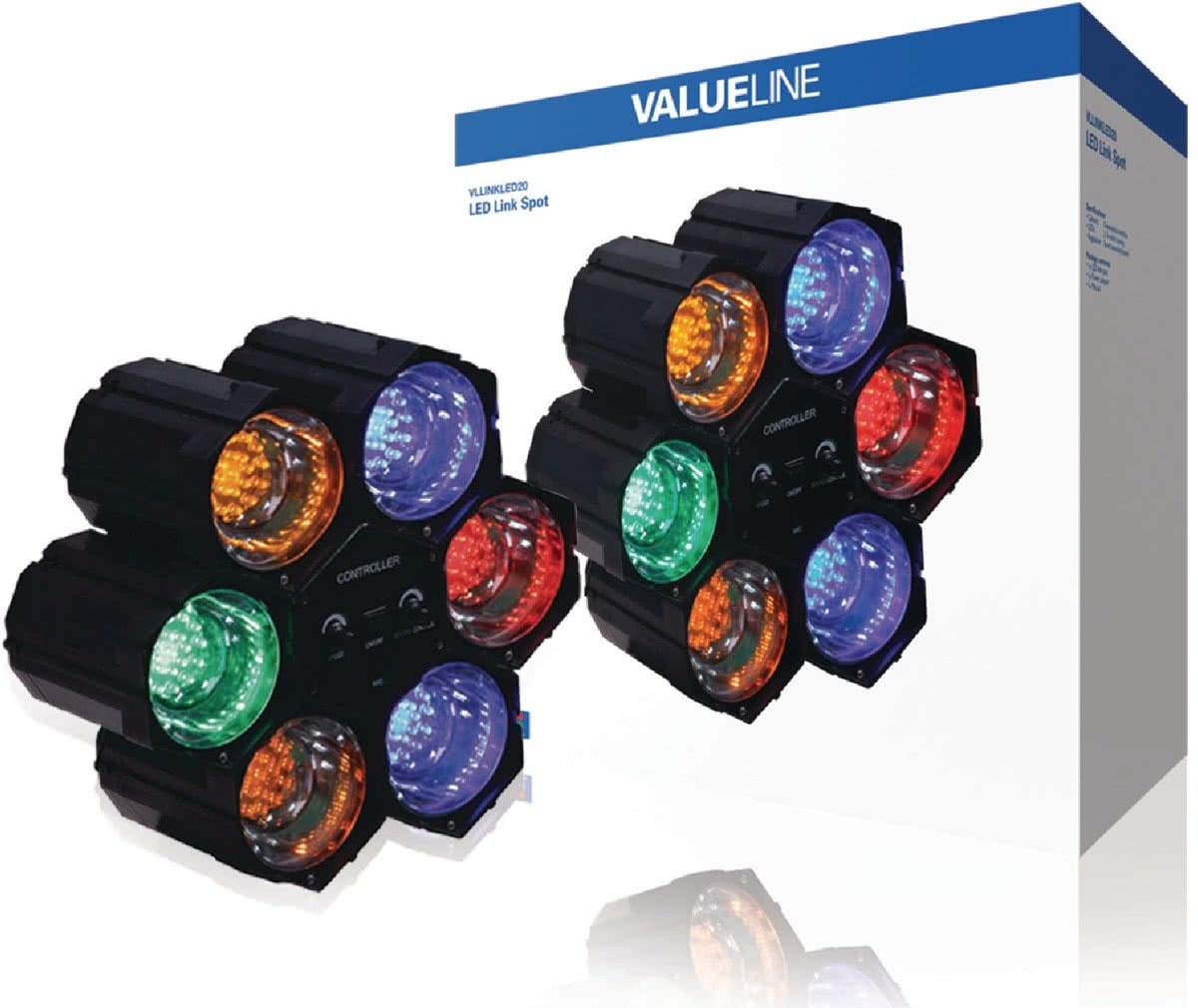 Valueline VLLINKLED20 Binnen Geschikt voor gebruik binnen Surfaced lighting spot 6W Blauw, Groen, Oranje, Rood verlichting spot