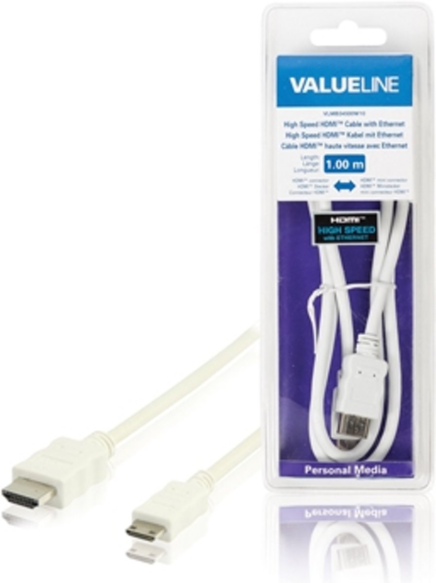 Valueline VLMB34500W10 1m HDMI Mini-HDMI Wit HDMI kabel