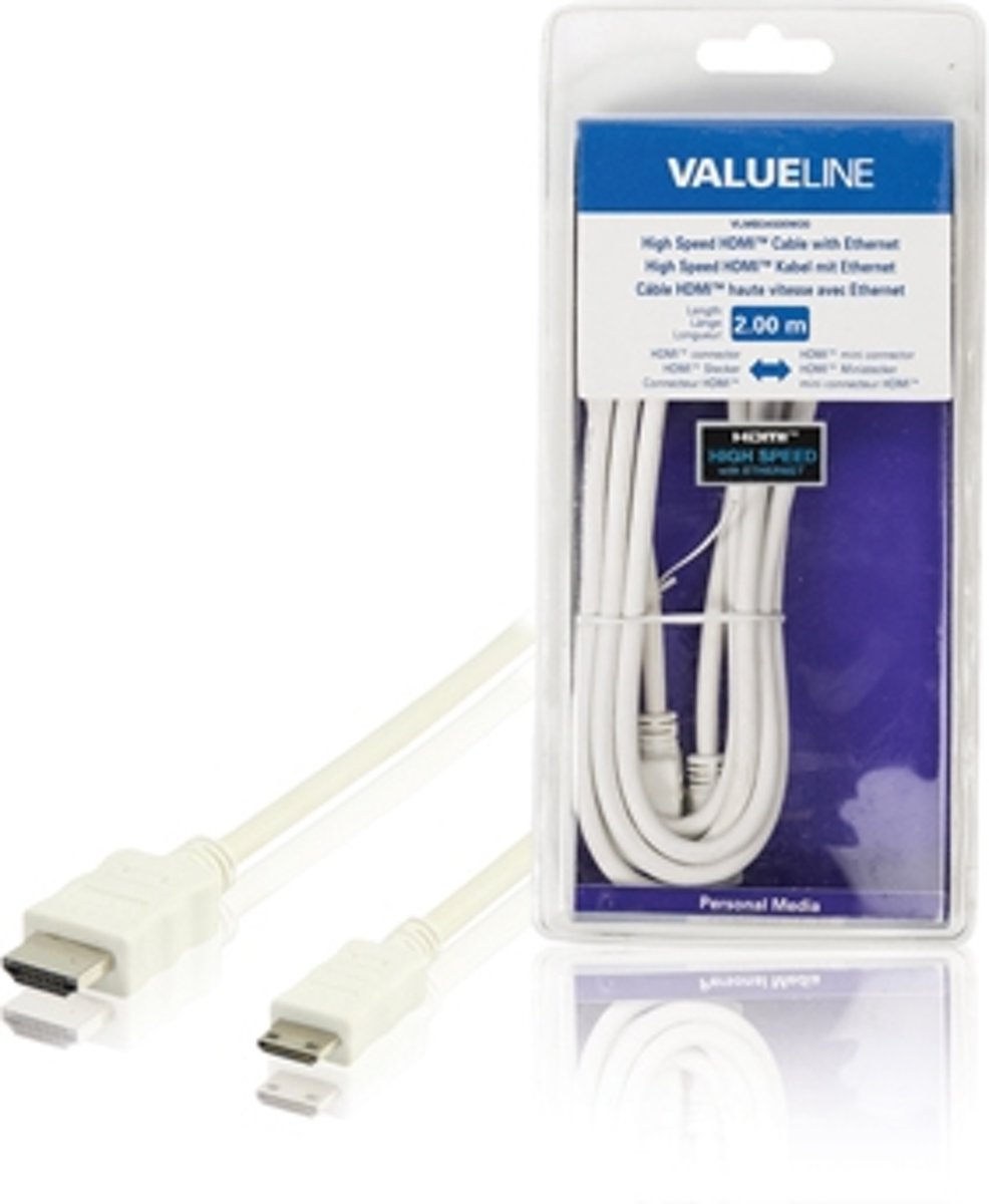 Valueline VLMB34500W20 2m HDMI Mini-HDMI Wit HDMI kabel