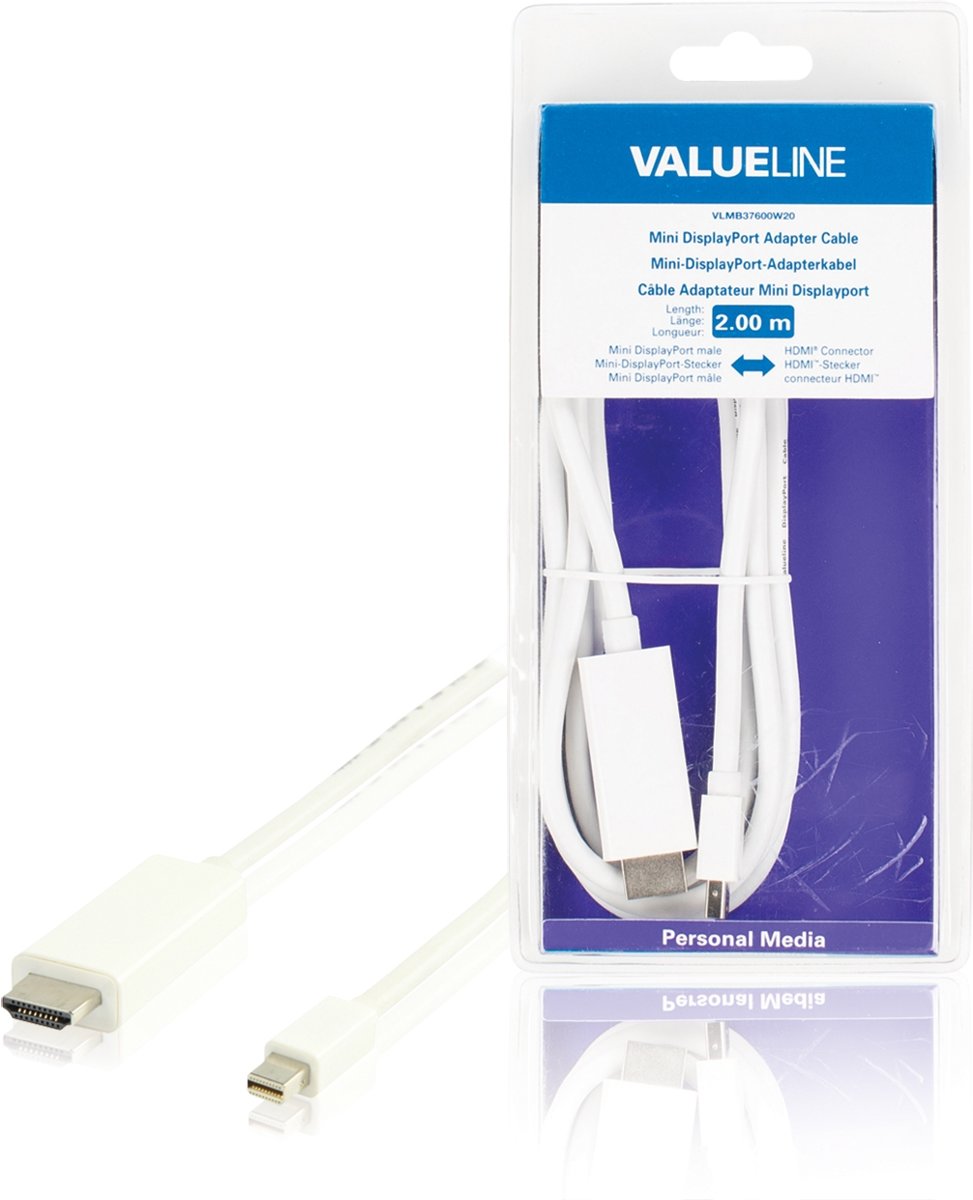 Valueline VLMB37600W20 2m Mini DisplayPort HDMI Wit video kabel adapter