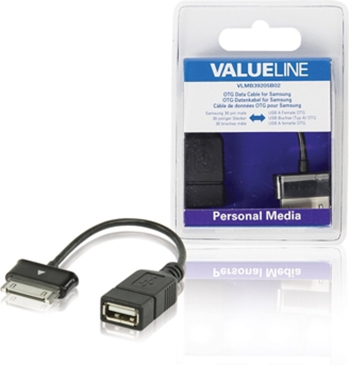 Valueline VLMB39205B02 0.2m USB A Samsung 30-p Zwart mobiele telefoonkabel