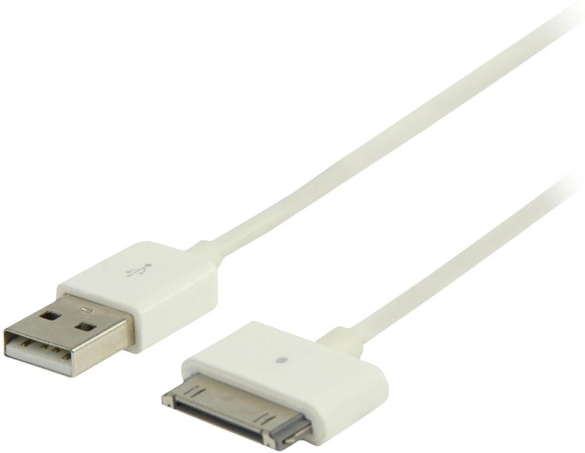 Valueline VLMP39100W2.00 2m USB A Apple 30-p Wit mobiele telefoonkabel