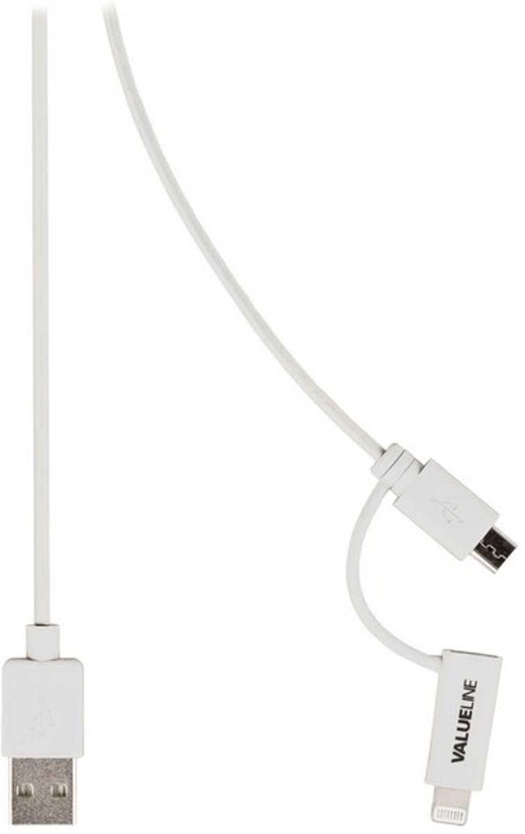 Valueline VLMP39400W1.00 1m Micro-USB B USB A Mannelijk Mannelijk Wit USB-kabel